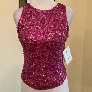 Laurence‎ Kazar Vintage Pink Silk & Sequin Top